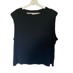 4th & Reckless Nordstrom black sleeveless light shoulder pads crew neck NEW XL